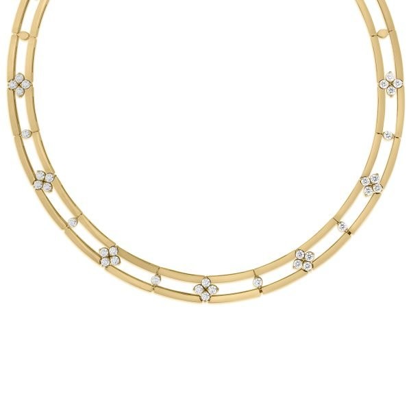 18K Yellow Gold Love In Verona Open Frame Diamond Collar Necklace