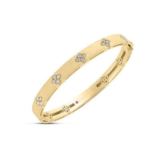 18K Yellow Gold Love In Verona Medium Width Diamond Accent & Satin Finish Bangle thumbnail