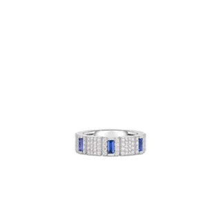 18K White Gold Obelisco Pave Diamond & Blue Sapphire Ring thumbnail