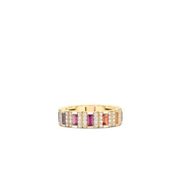 18K Yellow Gold Obelisco Mixed Stone Pavé Ring