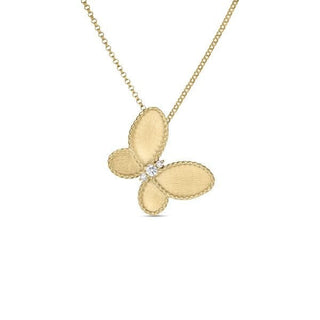 18K Yellow Gold Jasmine Diamond & Satin Finish Butterfly Necklace thumbnail