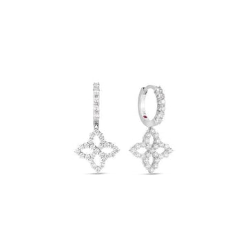 18K White Gold Venetian Princess Pave Diamond Small Dangle Earrings