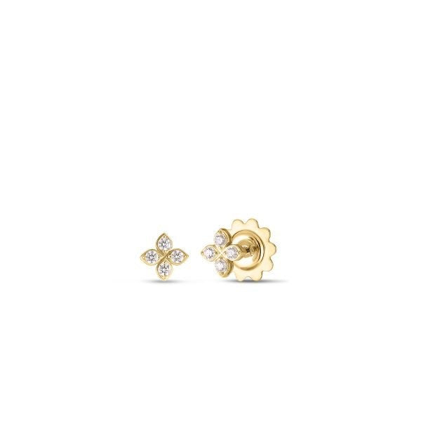 18K Yellow Gold Love In Verona Small Pave Diamond Flower Stud Earrings