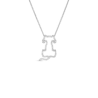 18K White Gold Tiny Treasures Diamond Outlined Dog Necklace thumbnail