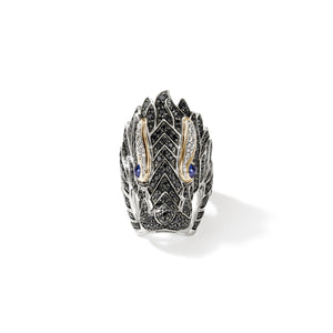 Naga Saddle Ring, Gold, Silver, Diamonds