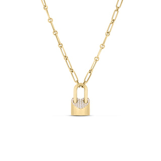 18K Yellow Gold Cialoma Diamond Heart Lock Necklace thumbnail
