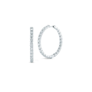 18K White Gold Large Inside Outside The Perfect Diamond Hoop Earrings thumbnail