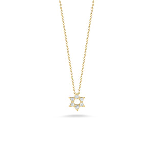 18K Yellow Gold Tiny Treasures Diamond Star Of David Necklace