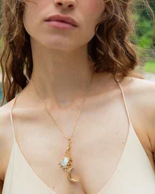 "Dream" Crescent Moon Necklace with Diamonds thumbnail