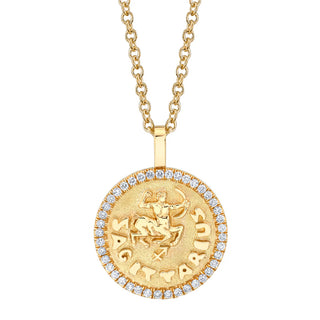 Aries Zodiac Coin Pendant With Diamond Frame thumbnail