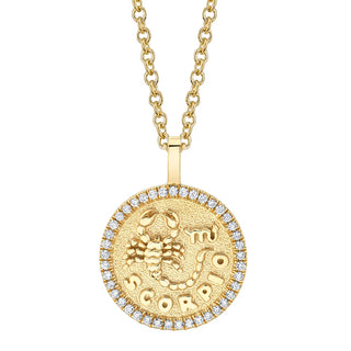 Aries Zodiac Coin Pendant With Diamond Frame thumbnail