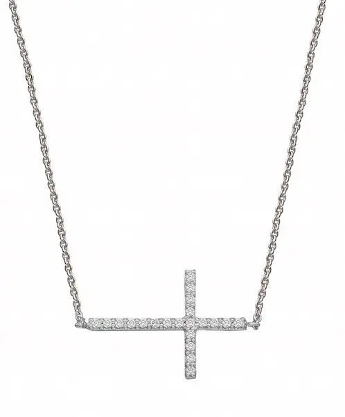 18K White Gold Cross Pendant with Diamonds
