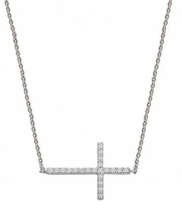 18K White Gold Cross Pendant with Diamonds