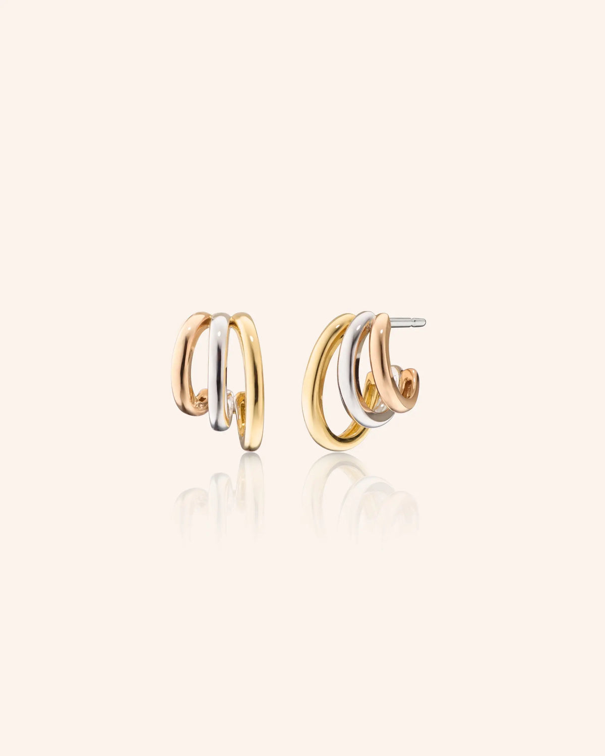 "Rings of Saturn" Earrings in 18K Yellow, Rose and White Gold
