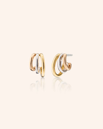 "Rings of Saturn" Earrings in 18K Yellow, Rose and White Gold