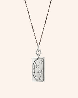 "Sun, Moon, and Stars" Sterling Silver Necklace with White Sapphires thumbnail
