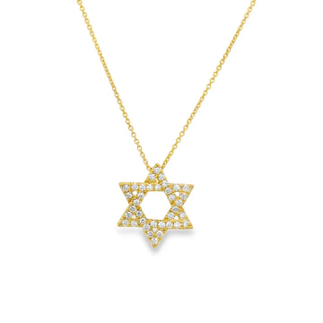 18K Yellow Gold Star of David Pendant with Diamonds