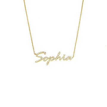 18K Yellow Gold Sophia Nameplate Necklace with Diamonds