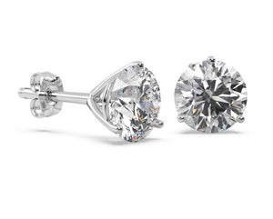 Lab Grown Diamond Solitaire Stud Earrings (3-Prong)