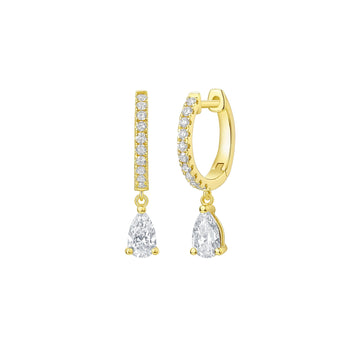 Lab Grown Diamond Pear Dangling hoop Earrings