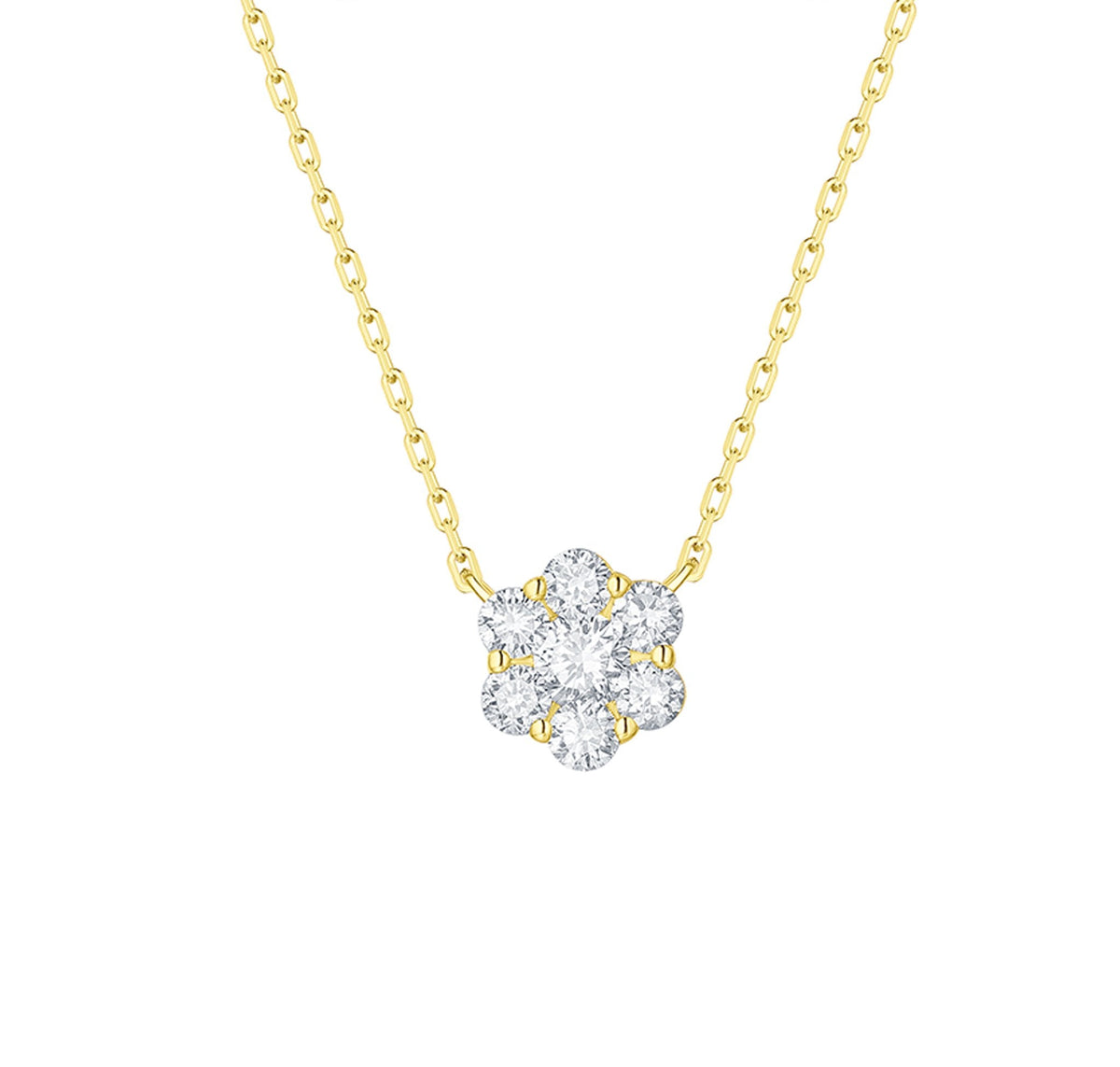 Lab Grown Cluster Flower Necklace