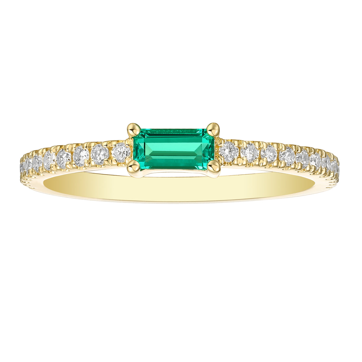 Lab Grown Diamond and Emerald Stackable Ring