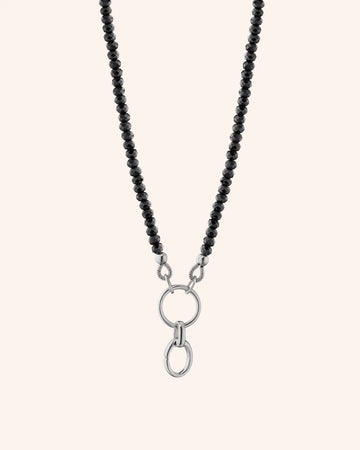 18" "Design Your Own" Black Spinel Charm Chain Necklace, 1 Charm Station
