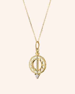 Mini "Time is Precious" Sundial Necklace with White Enamel and Diamond thumbnail