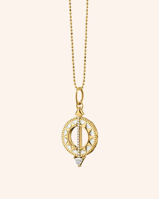 Mini "Time is Precious" Sundial Necklace with White Enamel and Diamond thumbnail