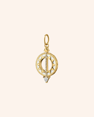 Mini "Time is Precious" Sundial Necklace with White Enamel and Diamond thumbnail