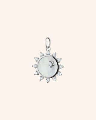 "Happiness" Sun Sterling Silver Necklace with White Sapphires thumbnail