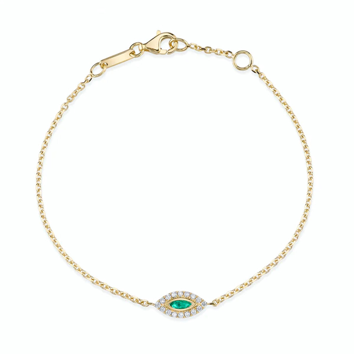 Emerald Evil Eye Chain Bracelet