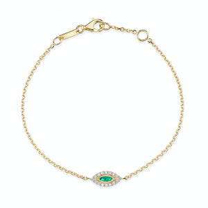 Emerald Evil Eye Chain Bracelet