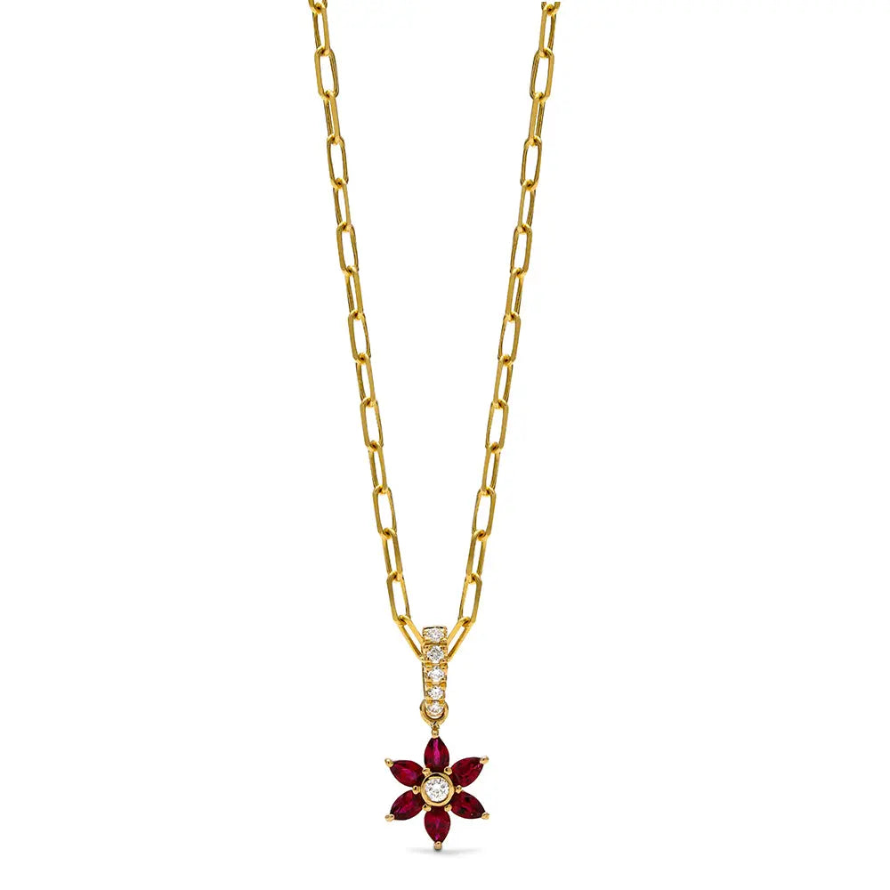 Daffodil Garden Pink Sapphire and Diamond Pendant