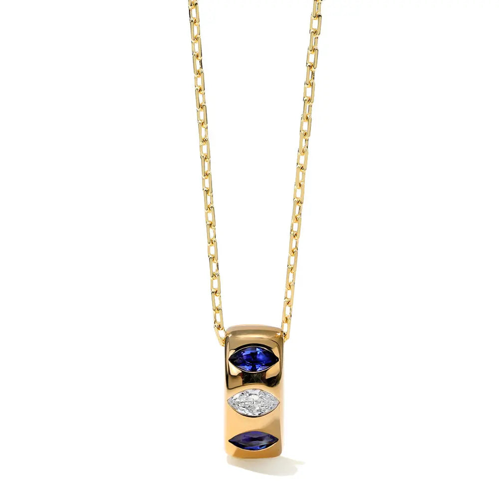 Guardian Sapphire and Diamond Barrel Pendant