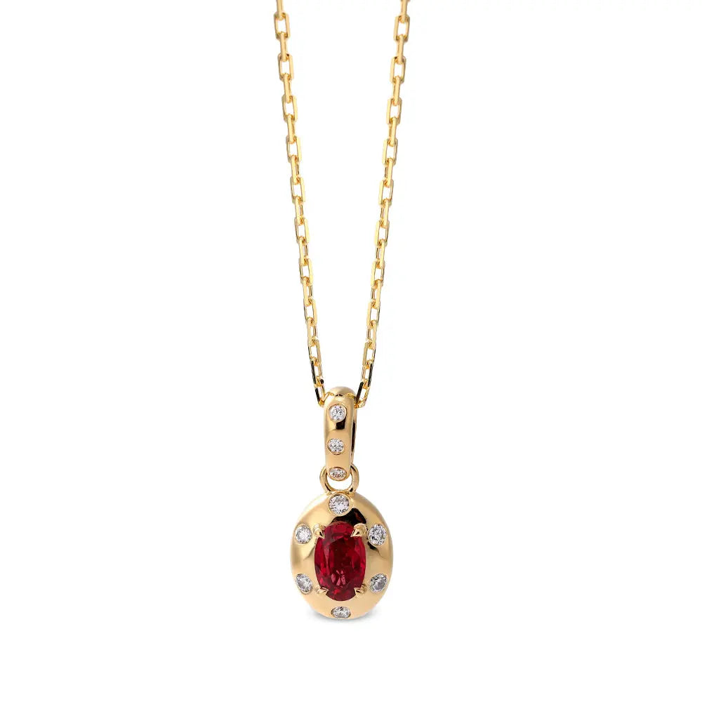 Aura Petite Oval Ruby and Diamond Necklace