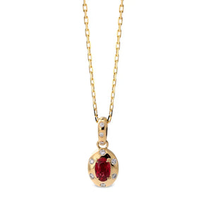 Aura Petite Oval Ruby and Diamond Necklace