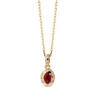 Aura Petite Oval Ruby and Diamond Necklace thumbnail