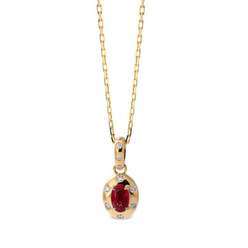 Aura Petite Oval Ruby and Diamond Necklace
