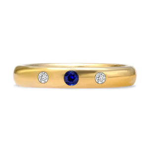 Classic Burnish Sapphire and Diamond Band