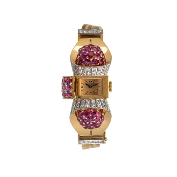 Jaeger LeCoultre 18K Diamond & Ruby Cocktail Watch Jaeger LeCoultre Pre-Owned