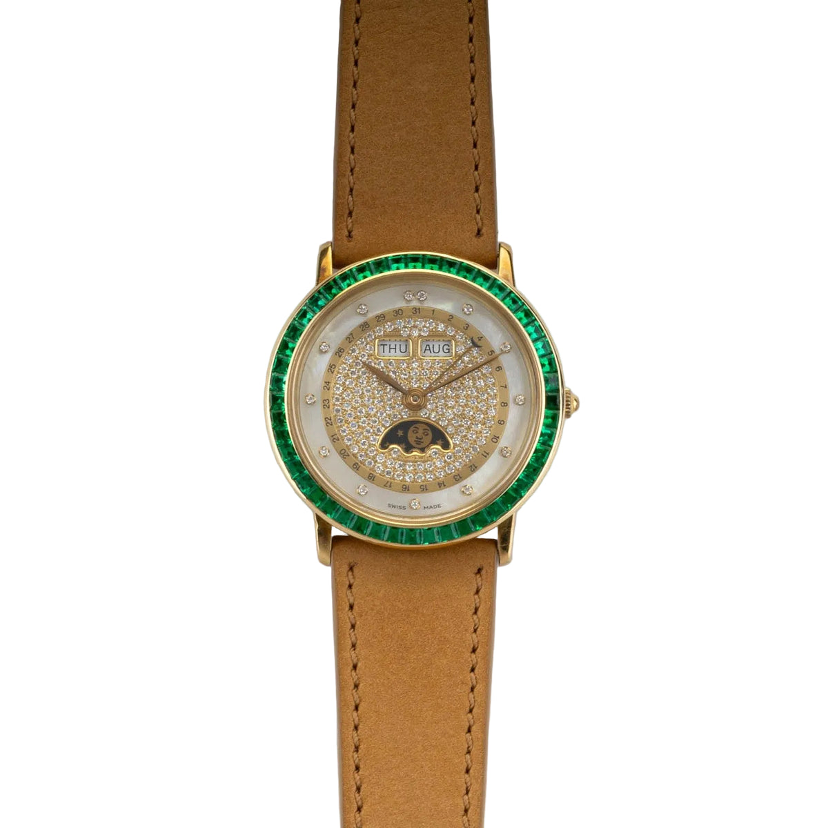 Blancpain 18K Yellow Gold, Diamond & Emerald Villeret Triple Calendar