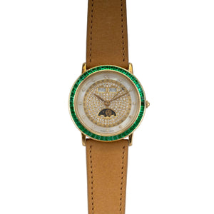 Blancpain 18K Yellow Gold, Diamond & Emerald Villeret Triple Calendar