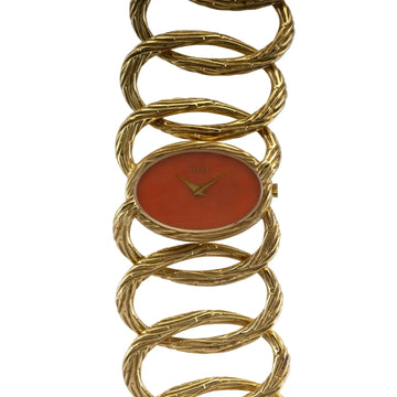 Piaget Vintage Cuff Watch With Coral Dial
