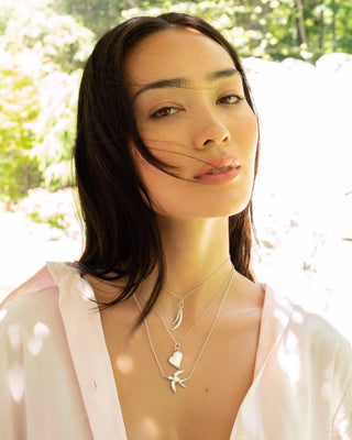 Mother of Pearl Classic Heart Sterling Silver Necklace thumbnail