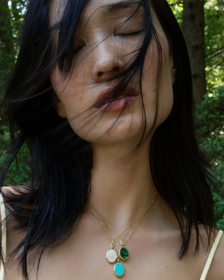"Elle" Turquoise Stone Slim Locket Necklace thumbnail