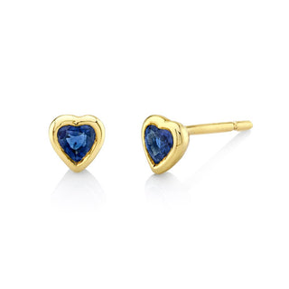 Blue Sapphire Bezel Heart Studs thumbnail