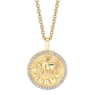 Aries Zodiac Coin Pendant With Diamond Frame thumbnail