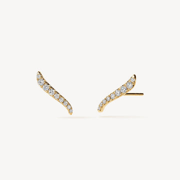 VELA French Cut Pavé Diamond Climber Earrings