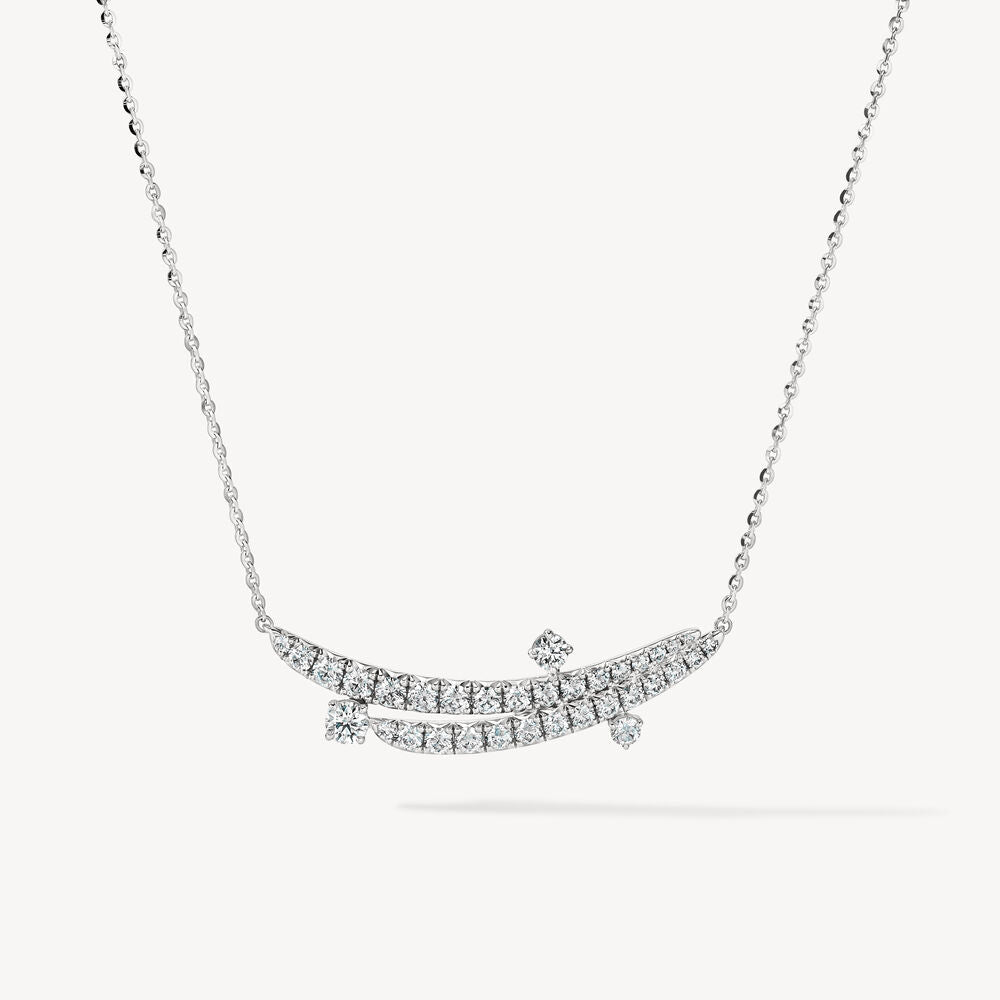 VELA French Cut Pavé Floating Diamond Pendant Necklace